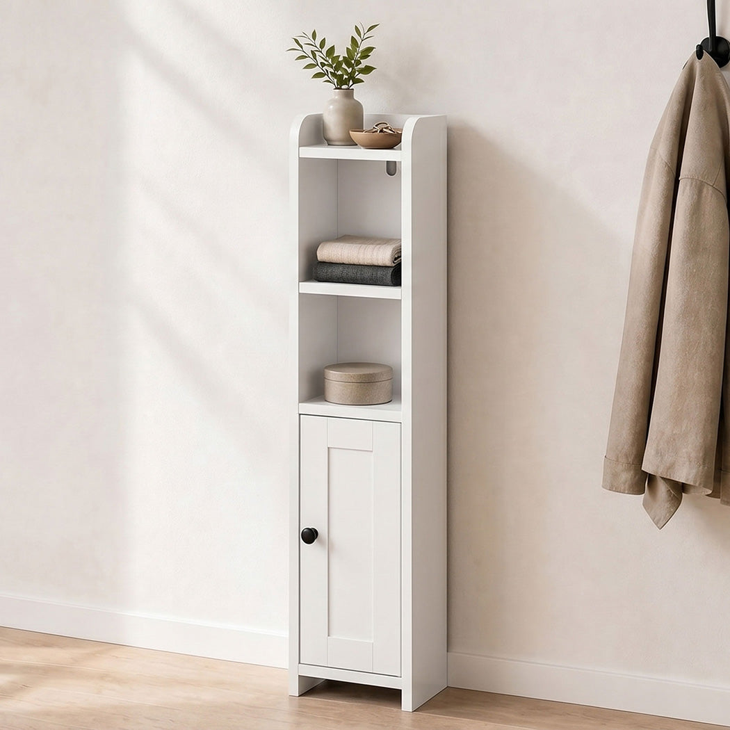 Levede Bathroom Cabinet Storage Slim Organiser Paper Holder Corner 78.5cm Black