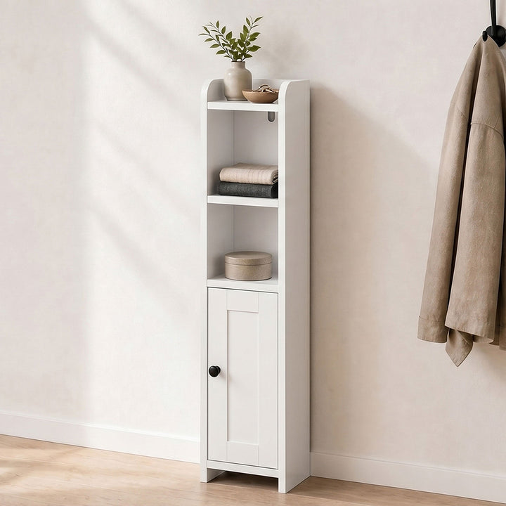 Levede Bathroom Cabinet Storage Slim Organiser Paper Holder Corner 78.5cm Black