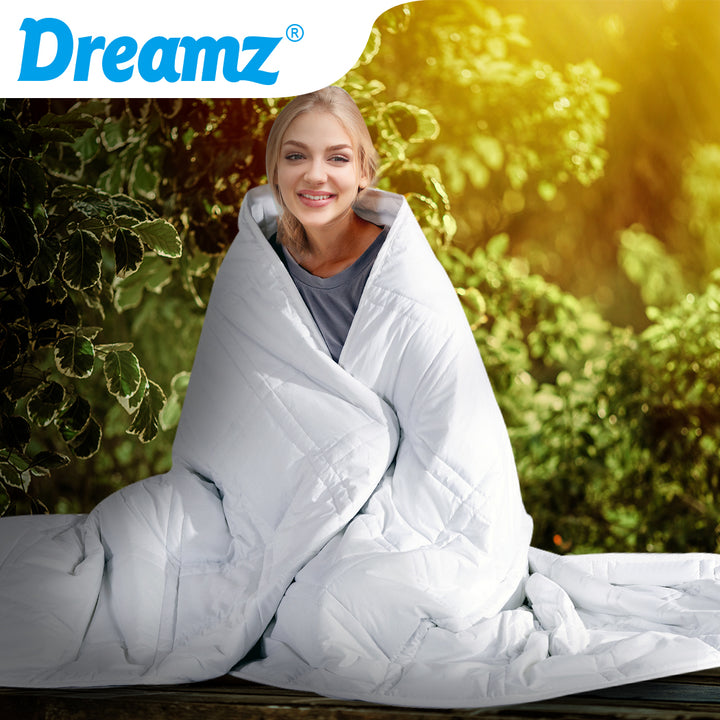 Dreamz Weighted Blanket Summer Cotton White Double and Single - Levede