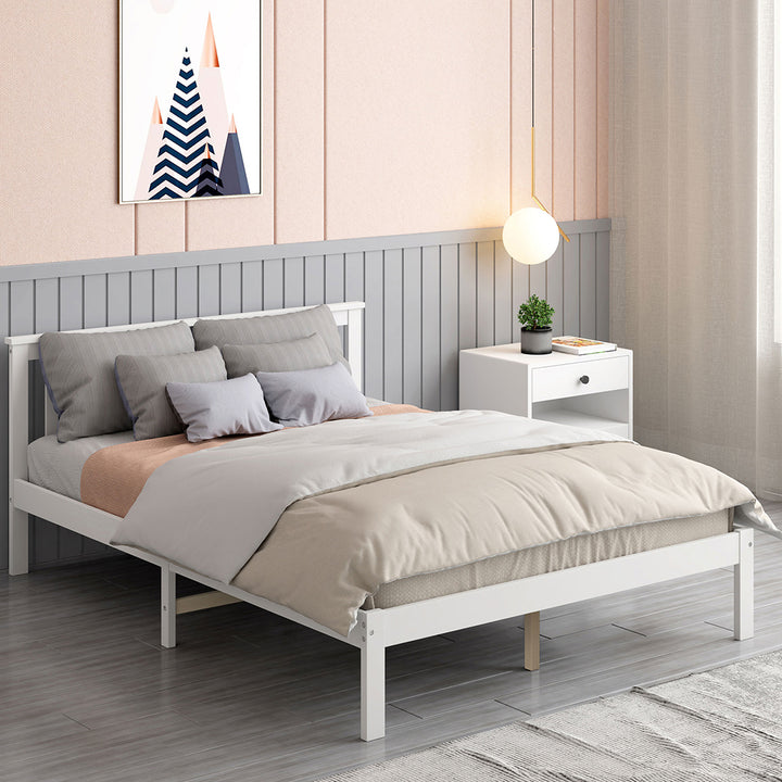 Levede Wooden Bed Frame Full White - Levede