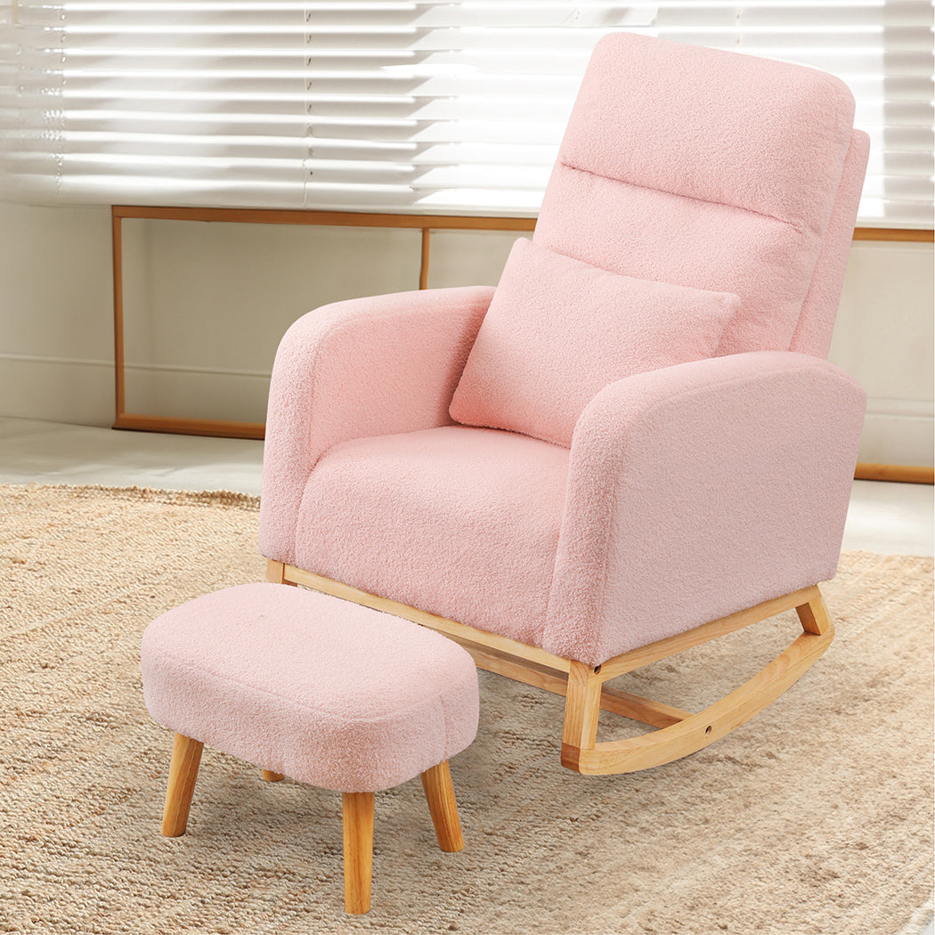 Levede Rocking Chair Rocker Armchair Lounge Sofa Ottoman Footstool Side Pocket - Levede