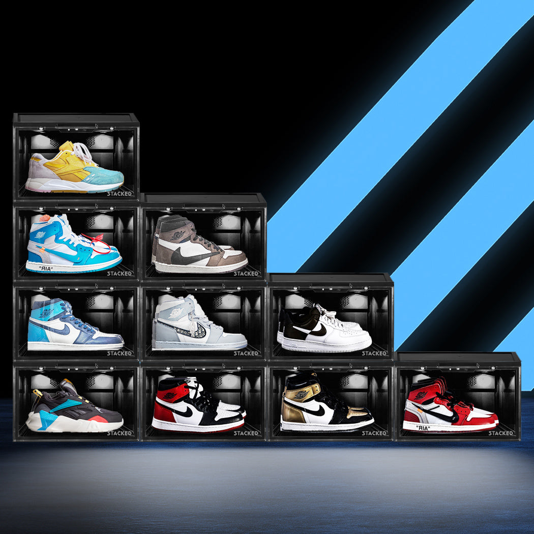 Black Shoe Box Sneaker Display Case LED Lighted Magnetic Anti-oxidation Clear