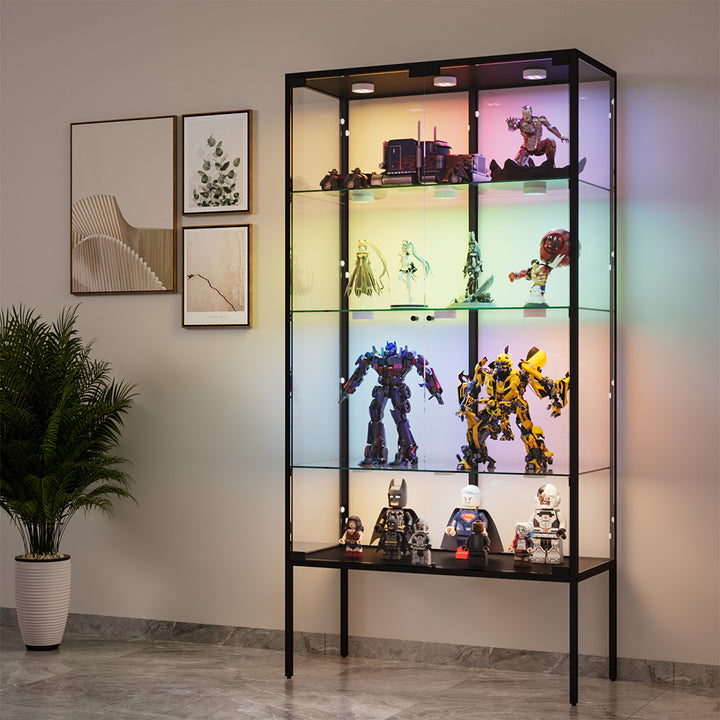 Tempered Glass LED Display Cabinet Steel Collections With RGB Light