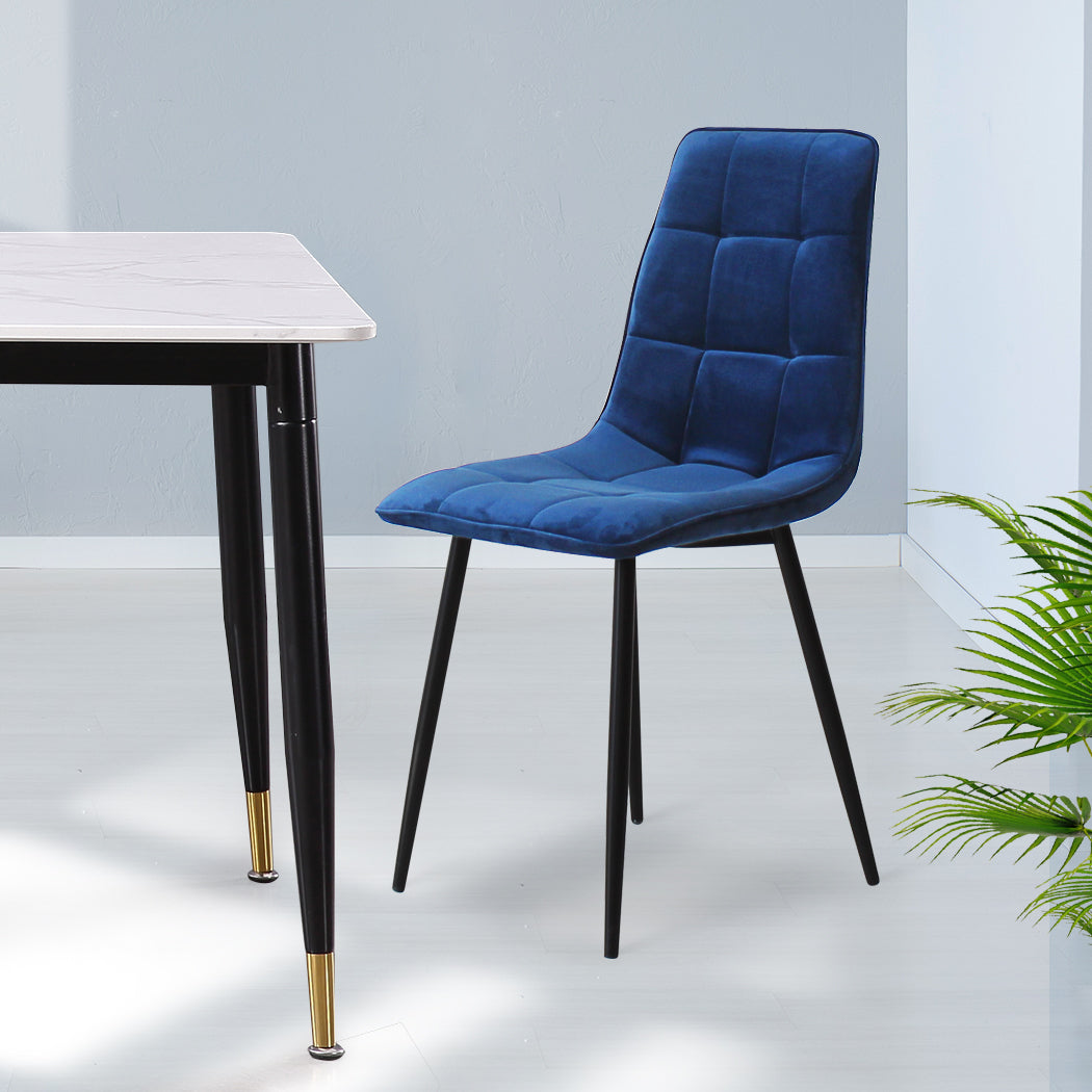 Levede 4x Dining Chairs Kitchen Velvet Blue - Levede