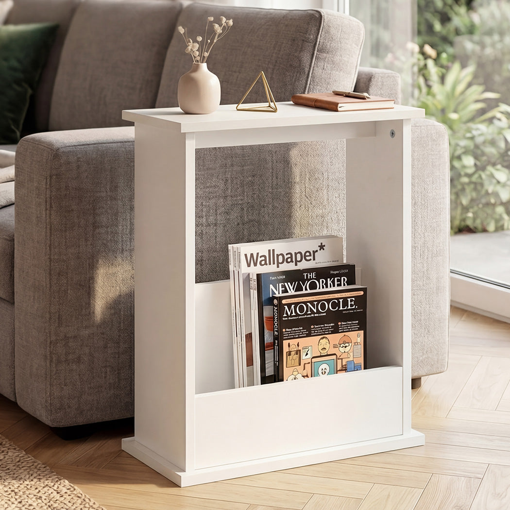 Levede Slim Side Table Magazine Rack Narrow Sofa End Table Storage Living Room