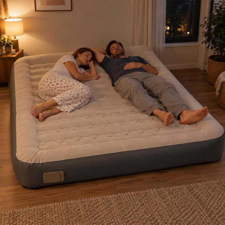 Inflatable Mattress TPU Air Bed with Pillow Pump Camping Double Grey
