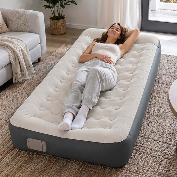 Inflatable Mattress TPU Air Bed with Pillow Pump Camping Single Grey