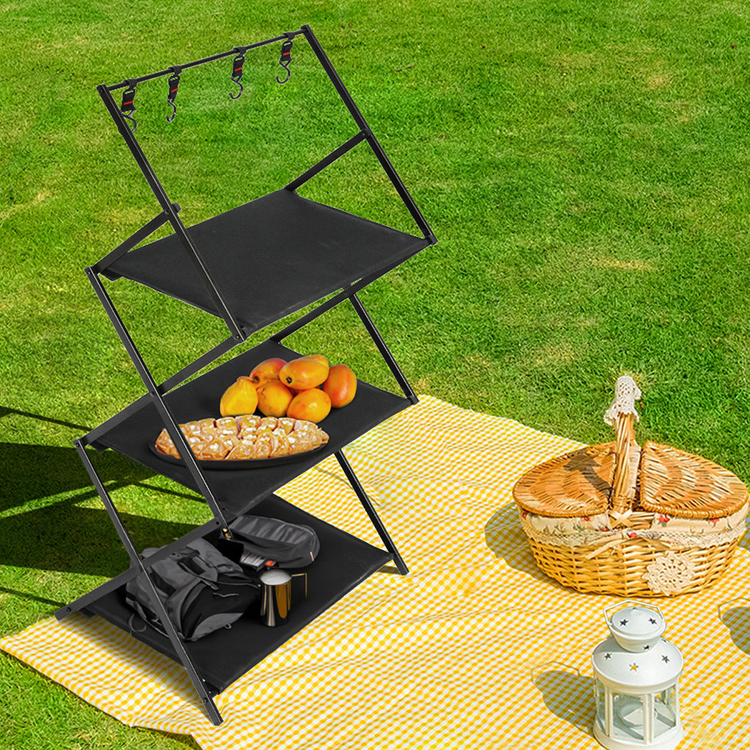 Levede Foldable Camping Storage Shelves with Hooks - Levede