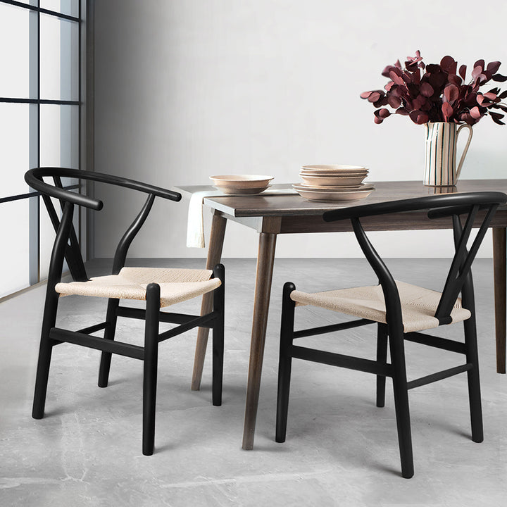 Black Wishbone Chair x 2 - Levede