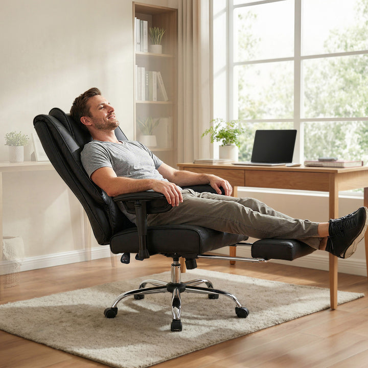Heavy Duty Office Chair Tall PU Leather High Back Computer Work Seat