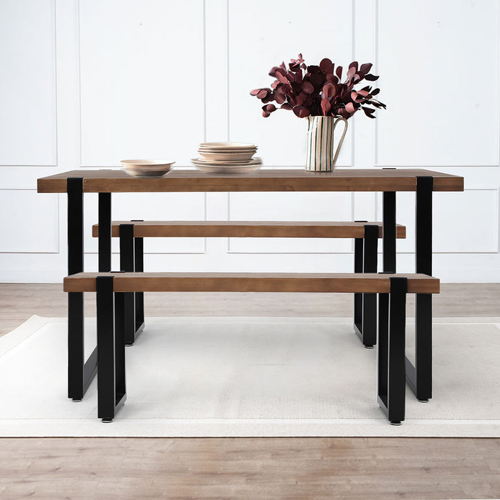 Levede Wooden Dining Set Table with Bench - Levede