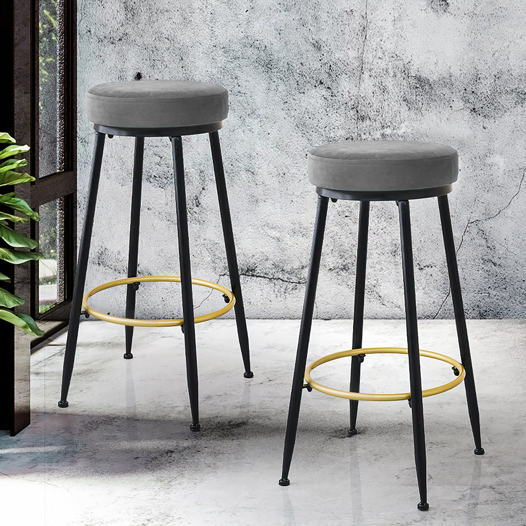 Levede 2x Bar Stools Barstools Velvet - Levede