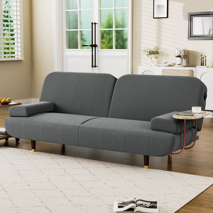 LEVEDE CONVERTIBLE SOFABED WITH USB CHARGE AND SIDE TABLE - Levede