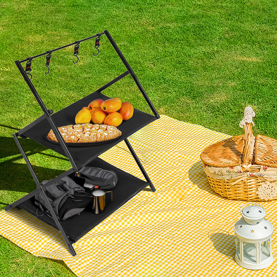 Levede Foldable Camping Storage Shelves with Hooks - Levede