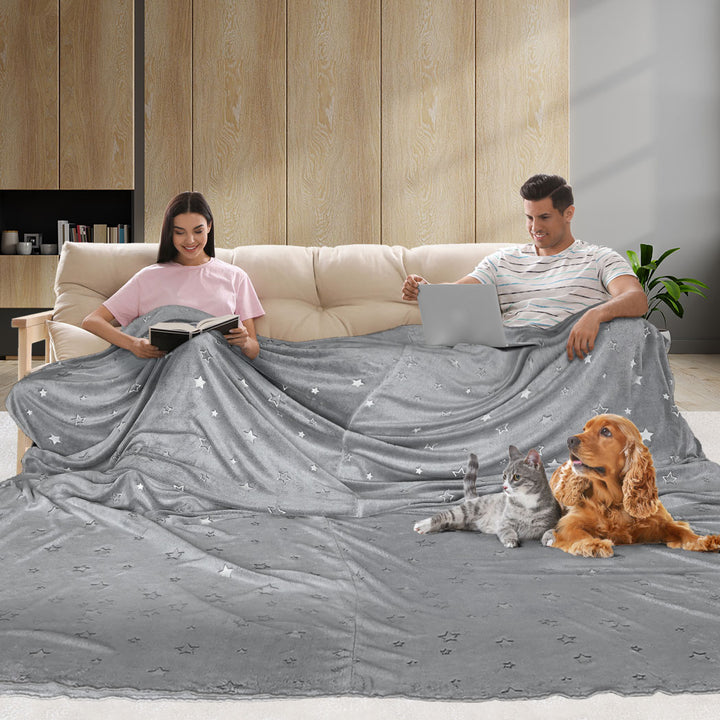 DreamZ 3x3M Large Oversized Blanket Grey Star.