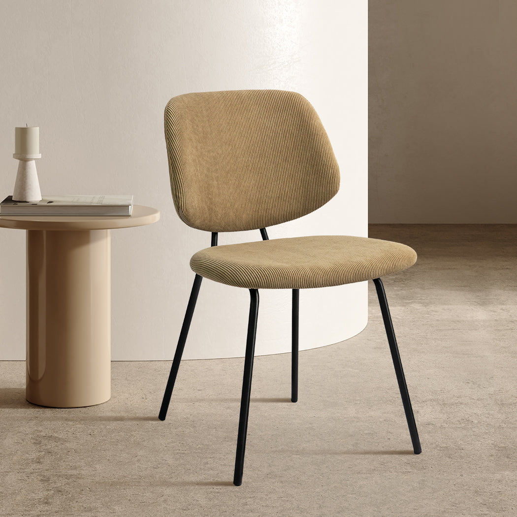 Levede 4x Dining Chairs Padded Seat Khaki - Levede