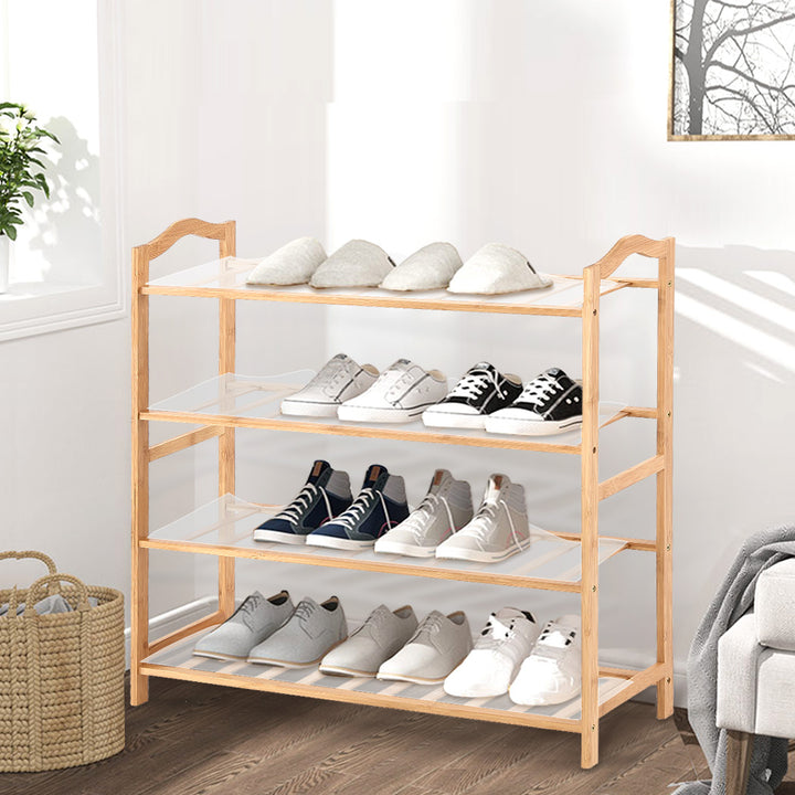 Bamboo Shoe Rack Storage Wooden Organizer Shelf Stand 4 Tiers Layers 90cm