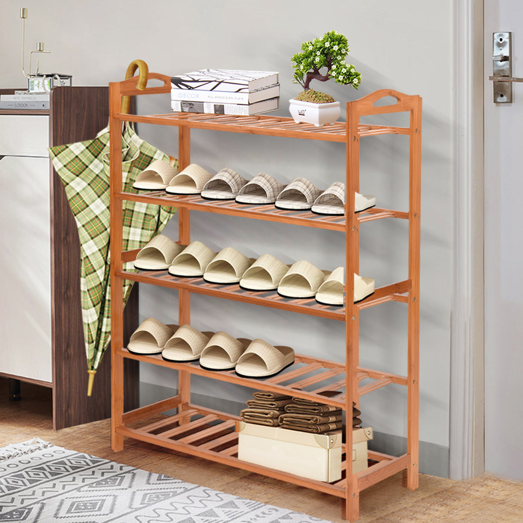 Levede Bamboo Shoe Rack Storage - 5 Tiers Wooden Organizer - Levede