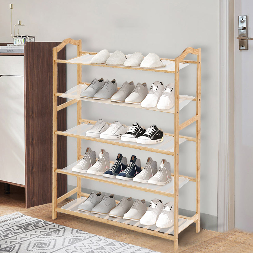 Levede Bamboo Shoe Rack Storage - 5 Tiers Wooden Organizer - Levede