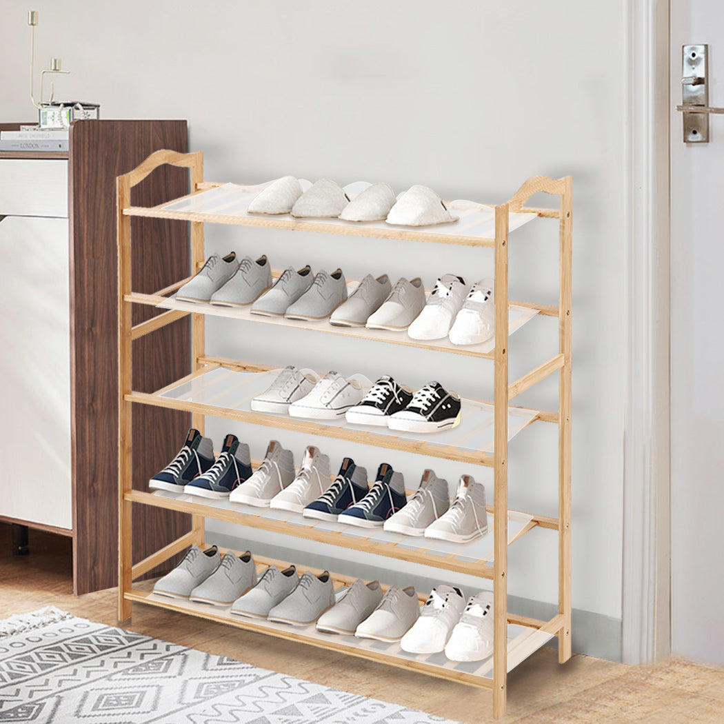 Levede Bamboo Shoe Rack Storage - 5 Tiers Wooden Organizer - Levede