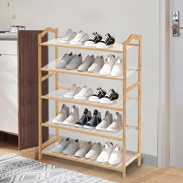 Levede Bamboo Shoe Rack Storage - 5 Tiers Wooden Organizer - Levede