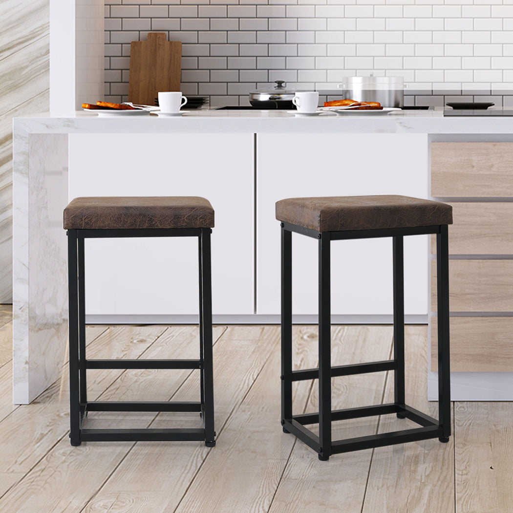 Levede 2X Bar Stools PU Leather Metal - Levede