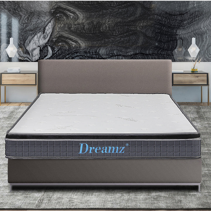 Dreamz Bedding Mattress Spring Queen Size Premium Bed Top Foam Medium Firm 18CM - Levede