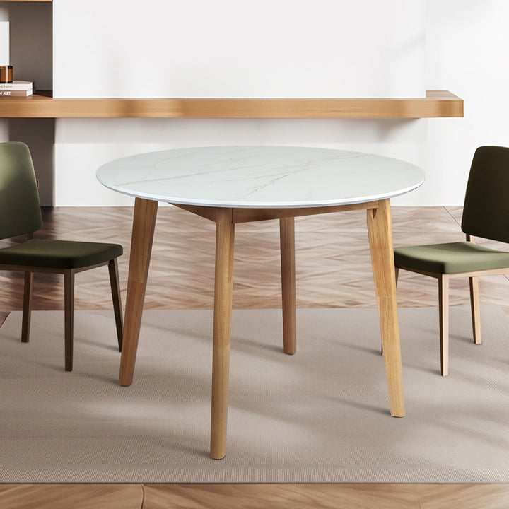 Levede Dining Table Round Rubberwood Base 100cm and 120cm - Levede