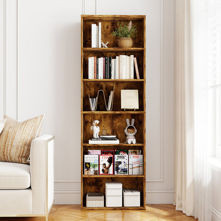 6 Tier Book Shelf Storage Shelves Bookcase Display Unit Organizer Cabinet