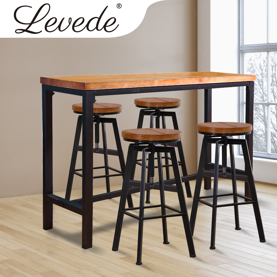 Levede Industrial Bar Table and Barstools Set - Levede