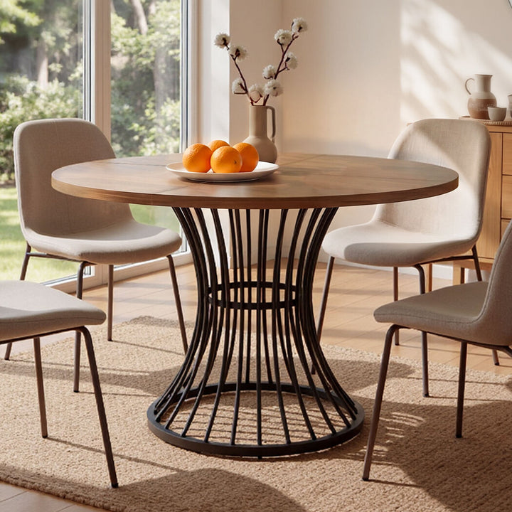 Dining Table 120cm Round Dining Table 30mm MDF Retro Brown