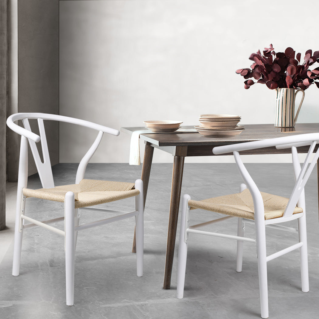 White Wishbone Chair x 2