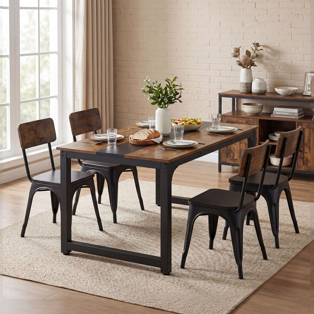 Dining Table 4-6 Seater Industrial Rectangular 160cm Kitchen Restaurant