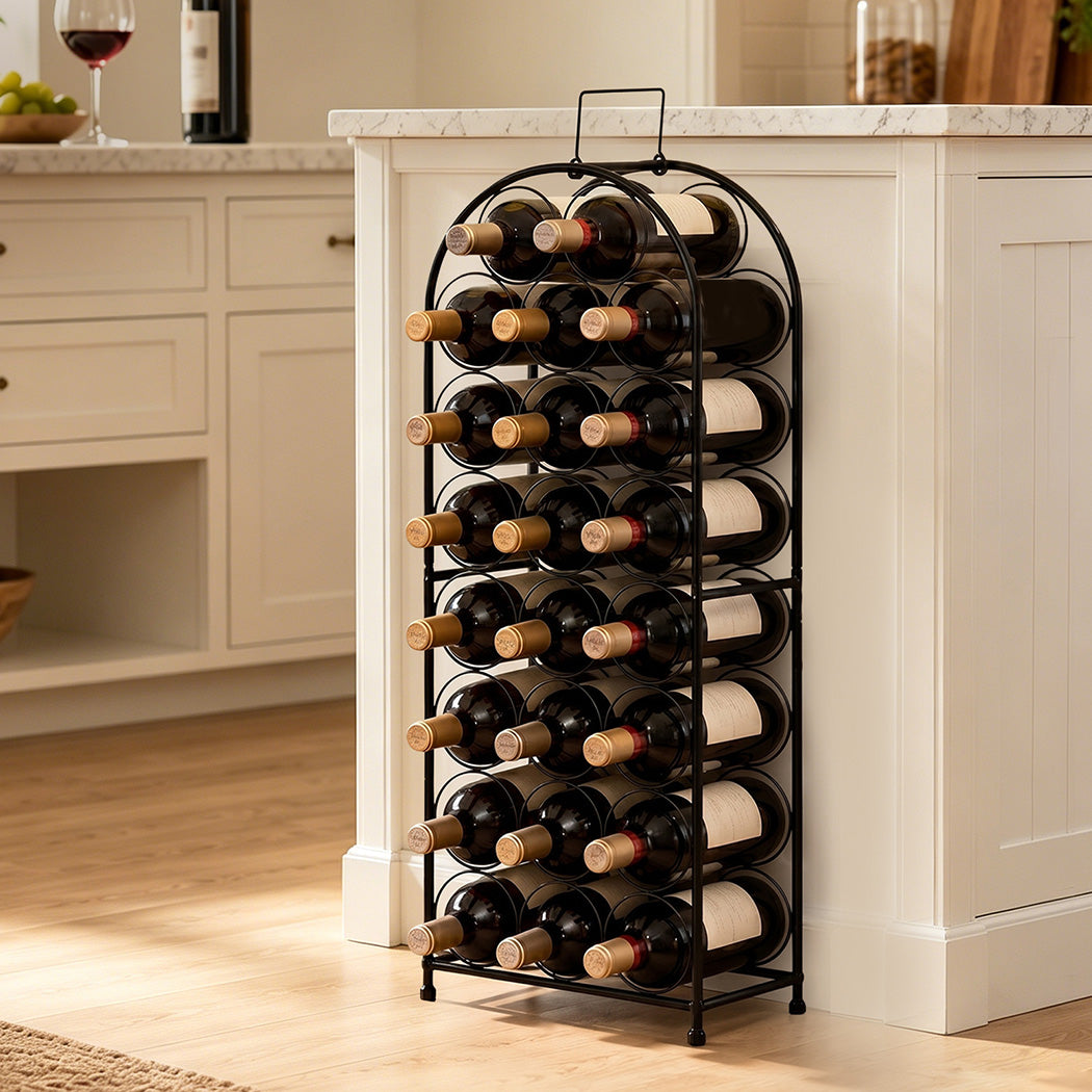 Levede 23 Bottle Wine Rack Kitchen Home Floor Storage Organiser Metal Black