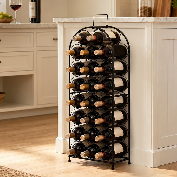 Levede 23 Bottle Wine Rack Kitchen Home Floor Storage Organiser Metal Black