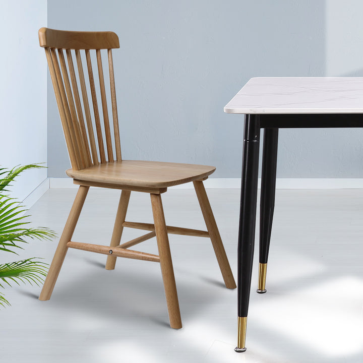 Levede 2x Dining Chairs Kitchen Windsor Oak and Black - Levede