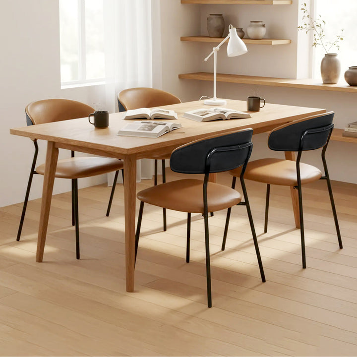 4x Dining Chairs PU Leather Padded Seat Kitchen Lounge Cafe Stackable