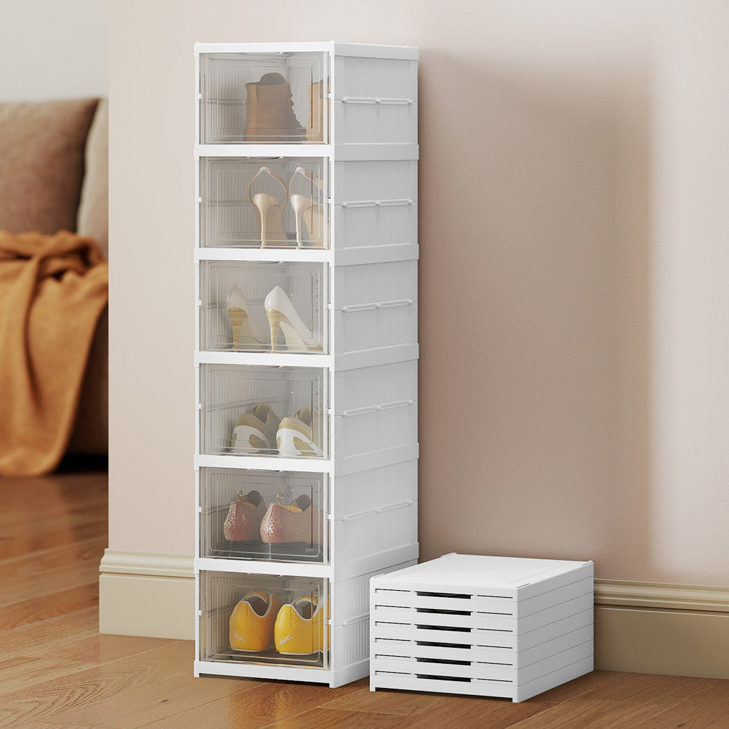 Shoe Box Foldable Home Shoe Shelf Ventilated Storage Organizer 6 Pcs