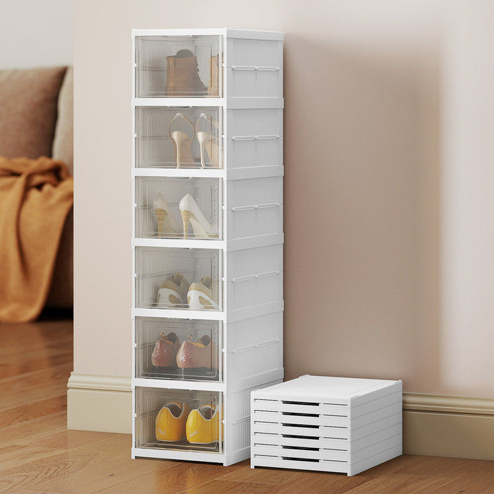 Shoe Box Foldable Home Shoe Shelf Ventilated Storage Organizer 6 Pcs