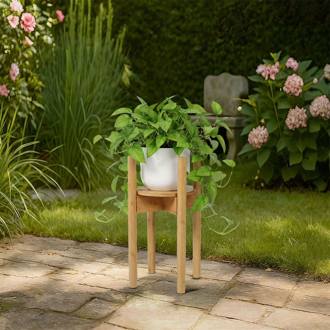 Bamboo Adjustable Plant Stand Indoor Outdoor Modern Display Stand Rack.
