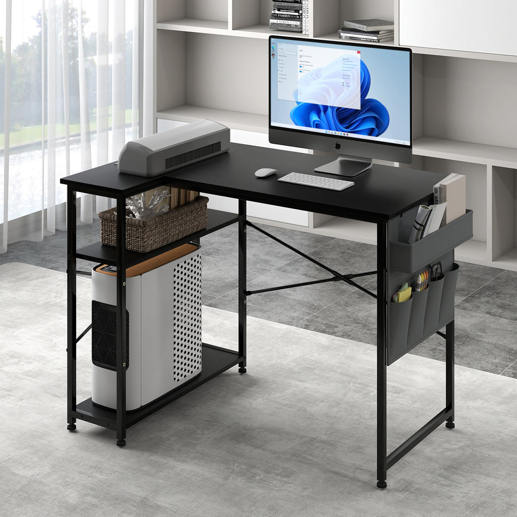 L-shaped Gaming Computer Desk Corner Table Office Home 2 Storage Shelves