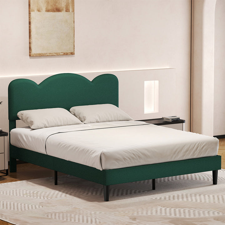 Queen Bed Frame Adjustable Soft Headboard Mattress Base Wooden Fabric