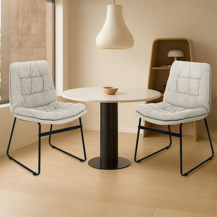 2x Dining Chairs Industrial Soft Corduroy Kitchen Padded Seat
