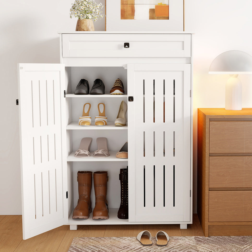 Shoe Cabinet 5-Tier Door Entryway Storage Rack Organizer Cupboard White