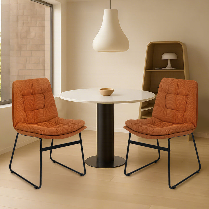 2x Dining Chairs Industrial Soft Corduroy Kitchen Padded Seat