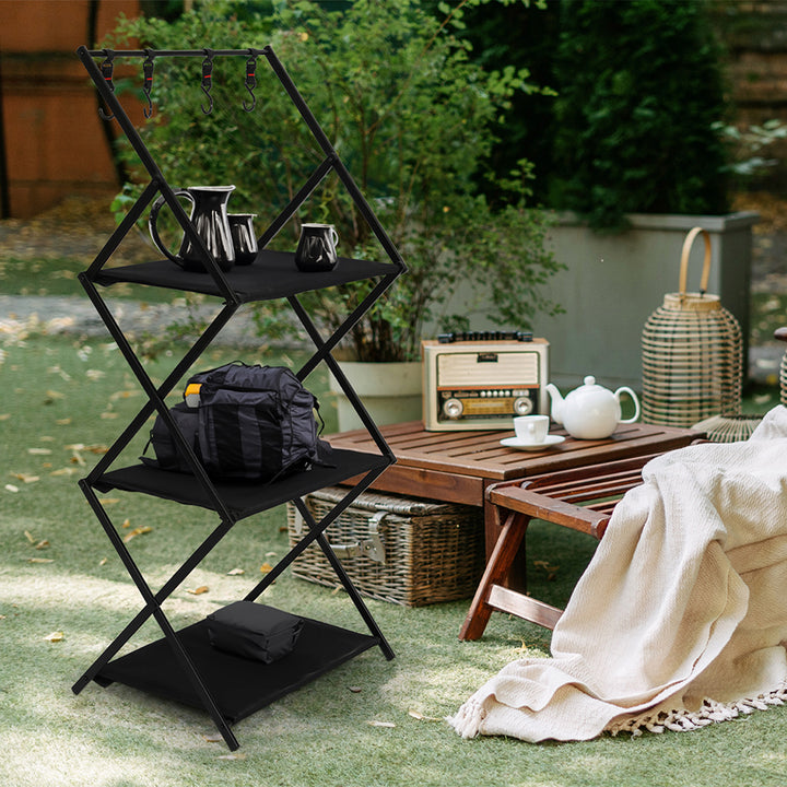 Levede Foldable Camping Storage Shelves with Hooks - Levede