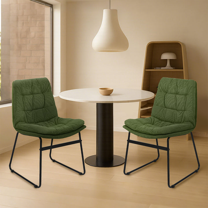 2x Dining Chairs Industrial Soft Corduroy Kitchen Padded Seat