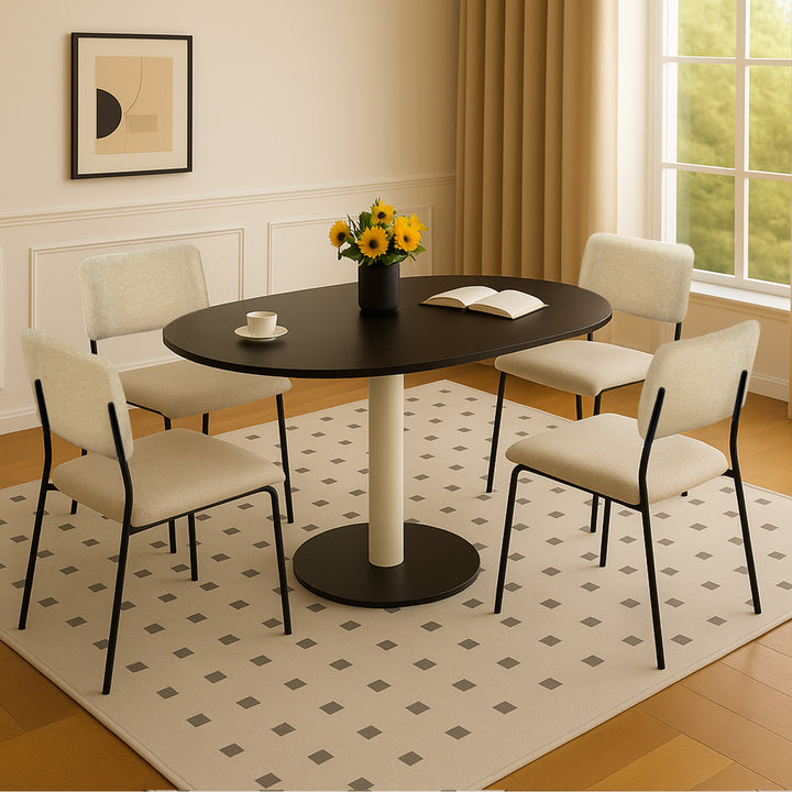 4x PU Backrest Dining Chairs Set Industrial Fabric Padded Seats