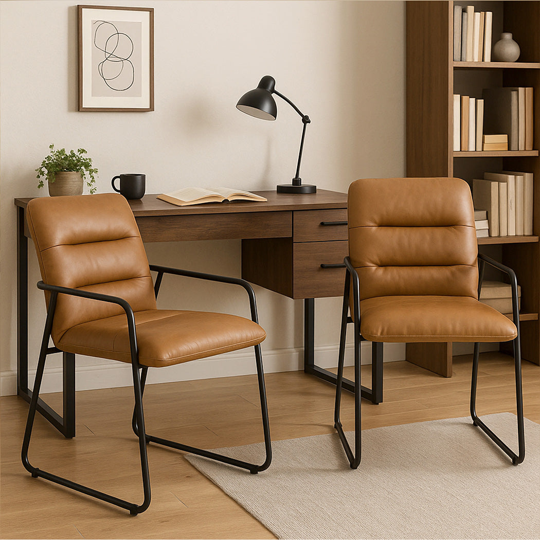 2x PU Dining Chair Metal Frame Modern Kitchen  Industrial Accent Chair