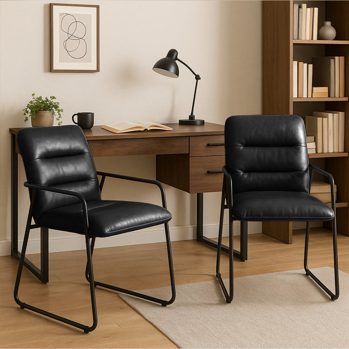 2x PU Dining Chair Metal Frame Modern Kitchen  Industrial Accent Chair